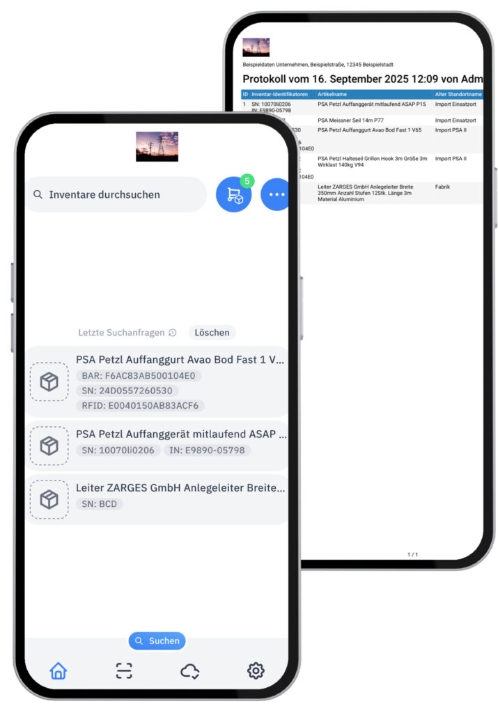 Inventar per Handy durchsuchen